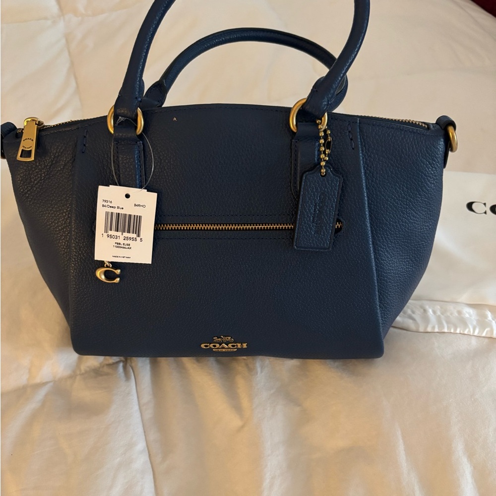 Coach Navy Blue Leather Satchel